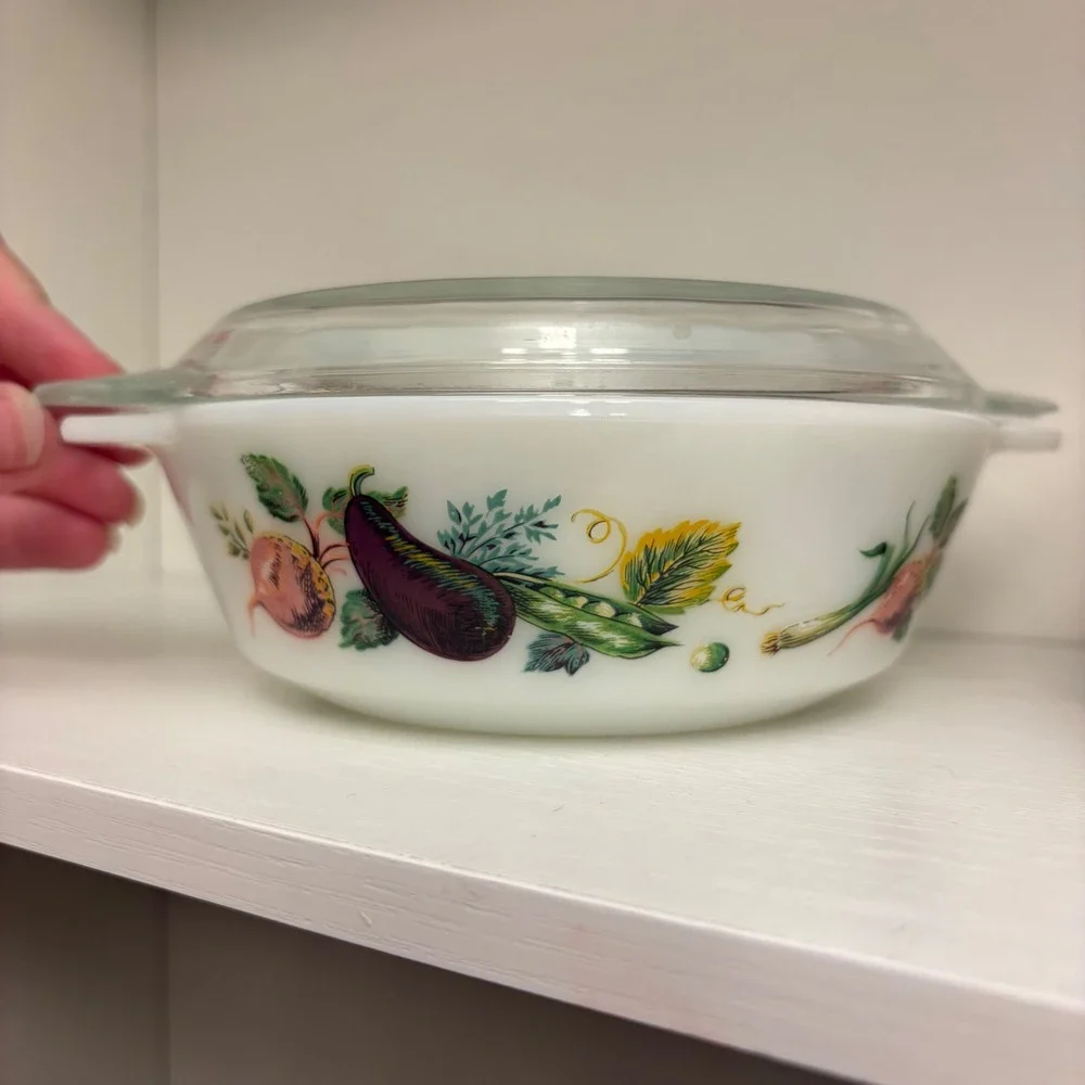VTG JAJ Pyrex Market Garden Casserole Dish with Lid 505 Made in England as is